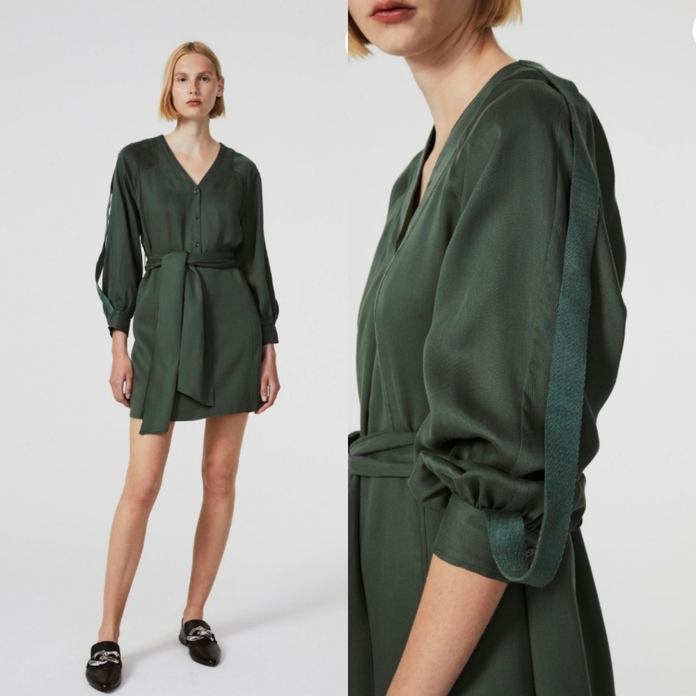 Rodebjer Ali Long Sleeve Mini Dress Ivy Green NWT Size Small